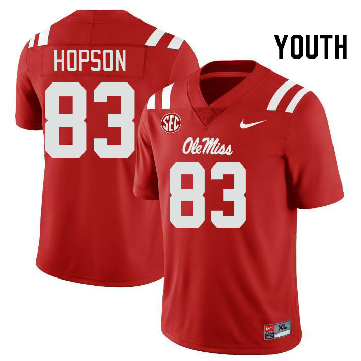 Youth #83 Jarnorris Hopson Ole Miss Rebels College Football Jerseys Stitched-Red